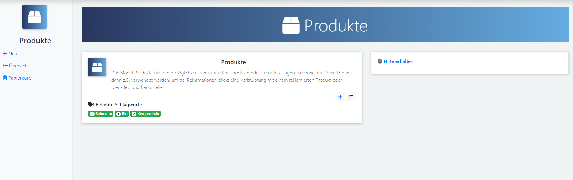 qmBase Software App Produkte Schlagwort Filter