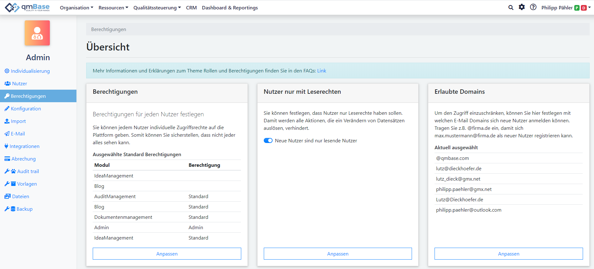 qmBase Software App Qualifikationen, Aufgaben zuweisen