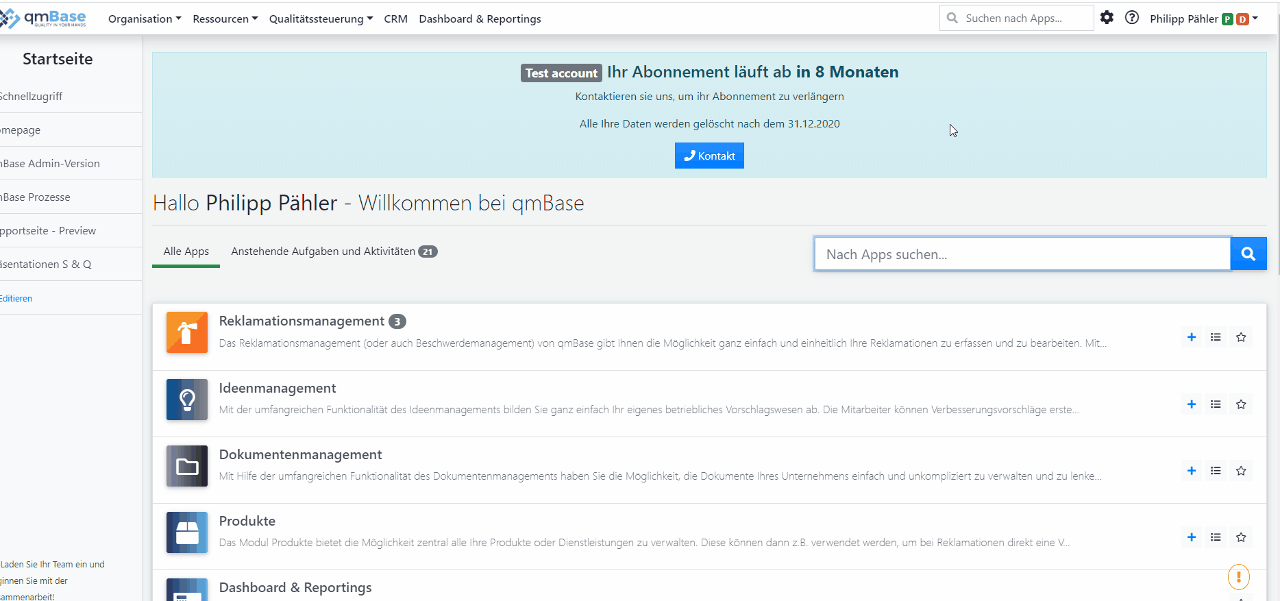 qmBase Software App Suche