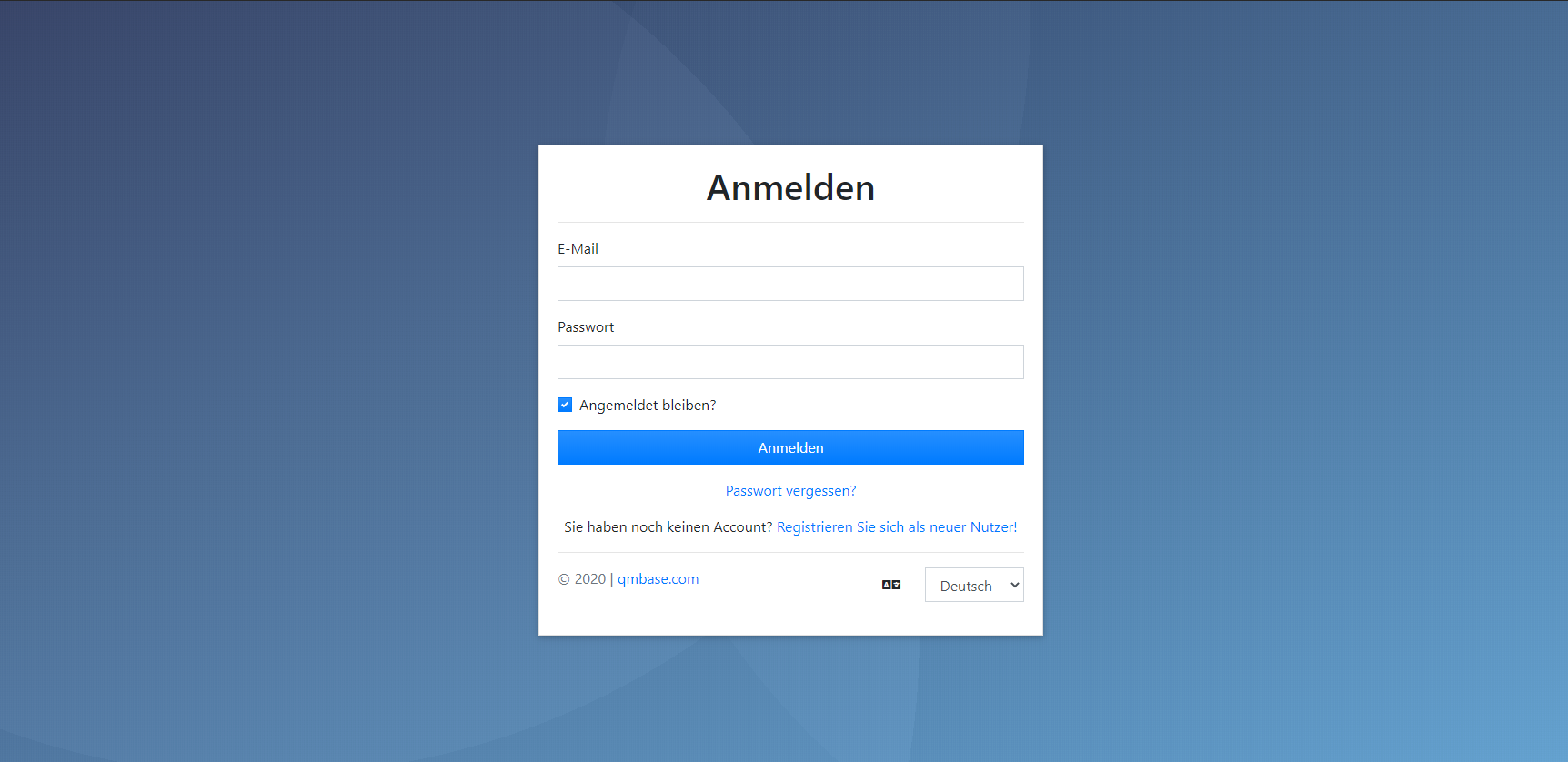Anmeldefenster bei qmBase