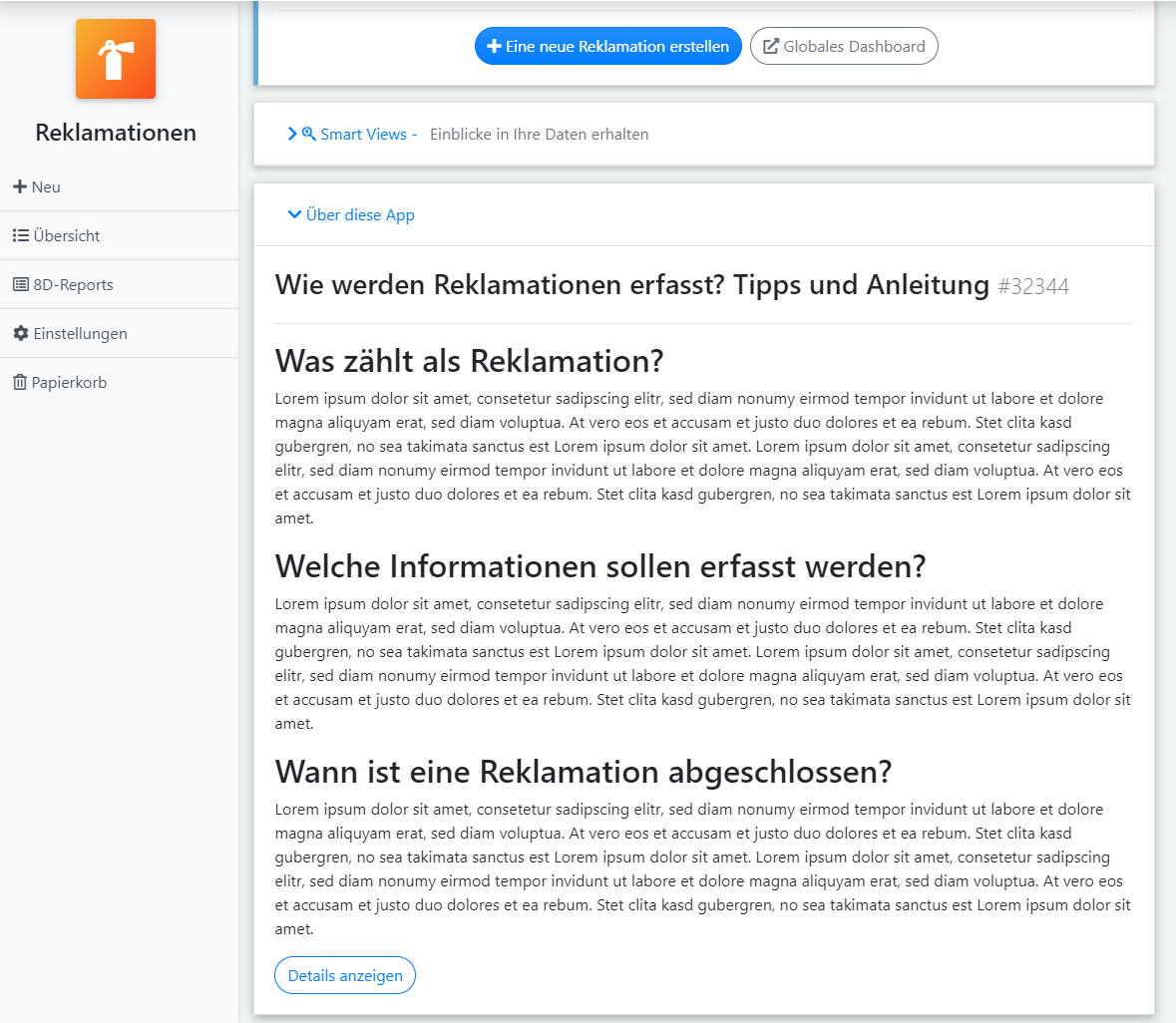 qmBase Softwaremanangement, Infotexte der App selbst gestalten 