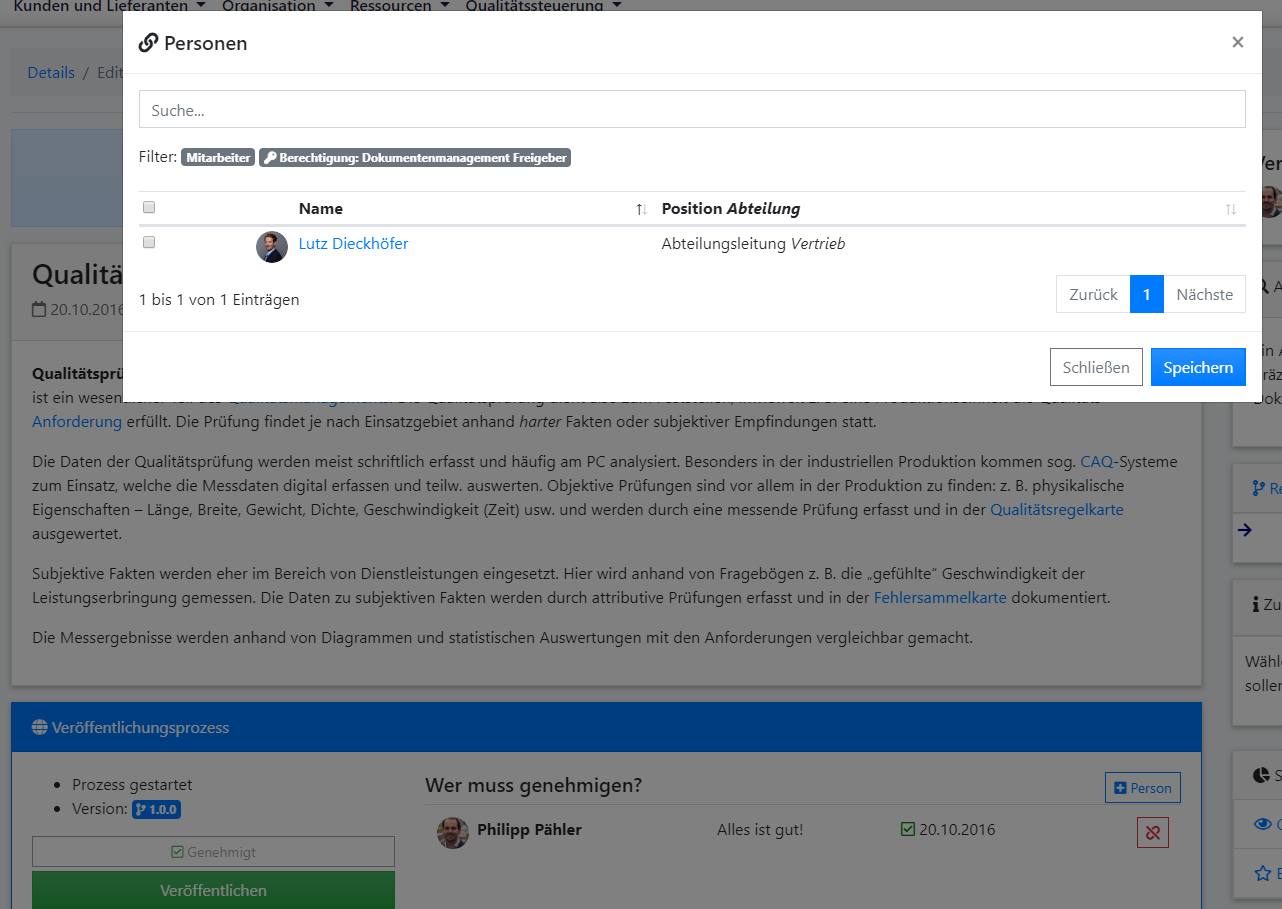 Freigabeprozess von Dokumenten im Dokumentenmanagement
