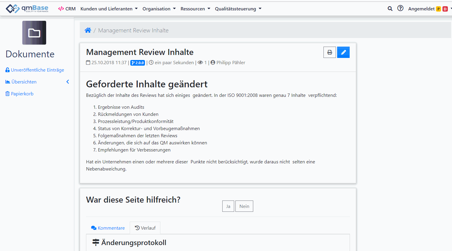 Dokumentenmanagement Vergleich von Revisionständen