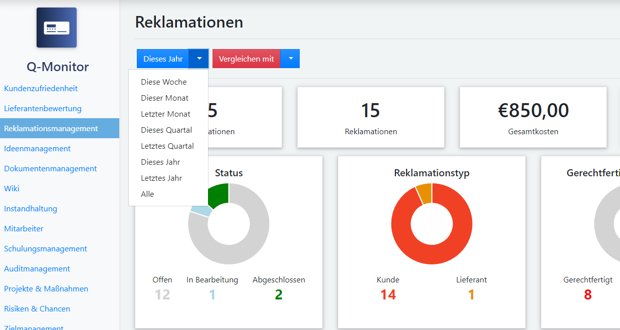Qualitätsmonitor Reklamationen vergleichen