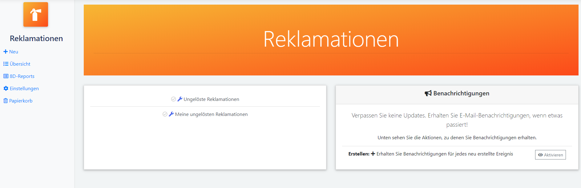 Benachrichtigung Reklamationen Managementsoftware