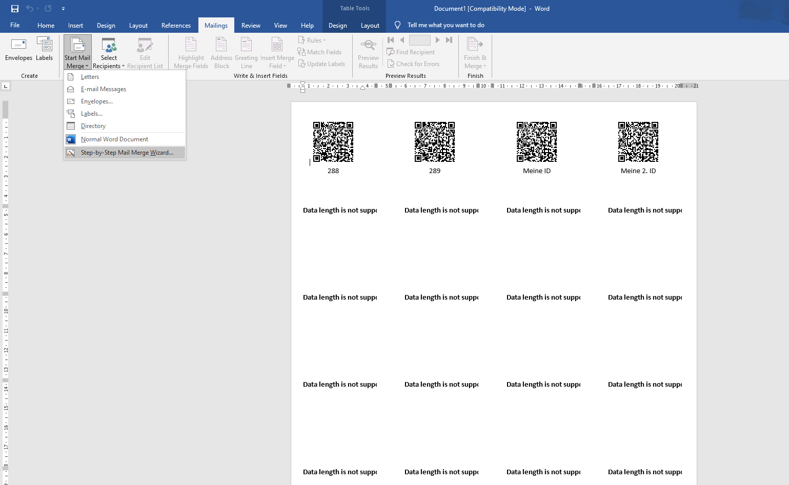 qmBase QR Code labels Word
